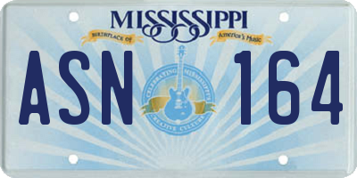 MS license plate ASN164