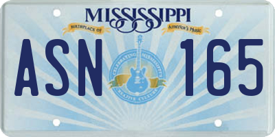 MS license plate ASN165