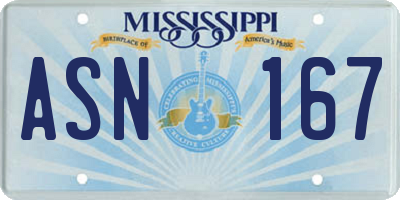 MS license plate ASN167