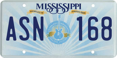 MS license plate ASN168