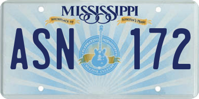 MS license plate ASN172