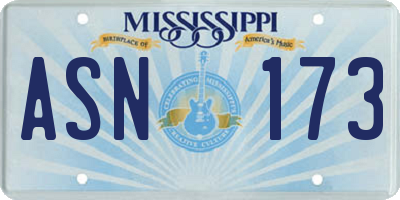 MS license plate ASN173