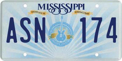 MS license plate ASN174