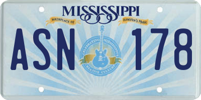 MS license plate ASN178