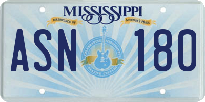 MS license plate ASN180