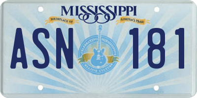 MS license plate ASN181