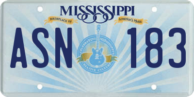 MS license plate ASN183