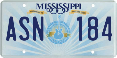 MS license plate ASN184
