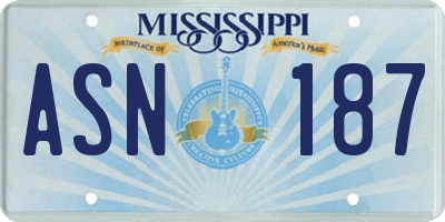 MS license plate ASN187