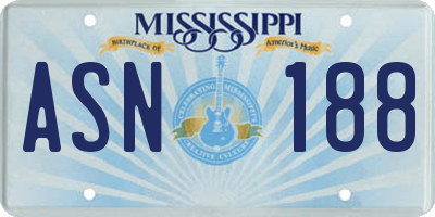 MS license plate ASN188