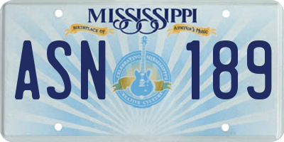 MS license plate ASN189