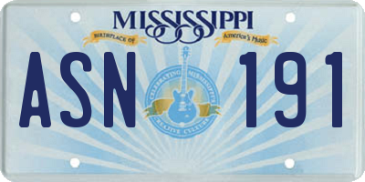 MS license plate ASN191