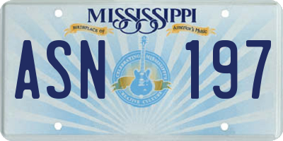 MS license plate ASN197