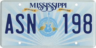 MS license plate ASN198