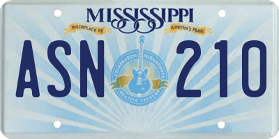 MS license plate ASN210
