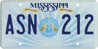 MS license plate ASN212