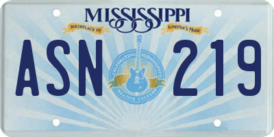 MS license plate ASN219