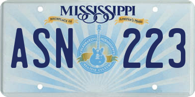 MS license plate ASN223