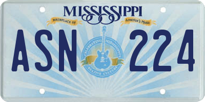 MS license plate ASN224