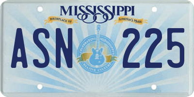 MS license plate ASN225