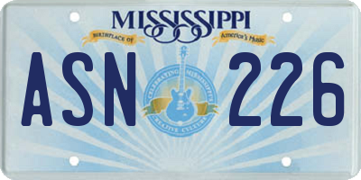 MS license plate ASN226