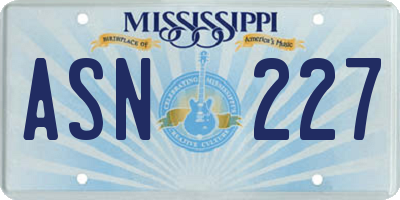 MS license plate ASN227