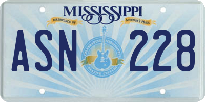 MS license plate ASN228