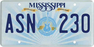 MS license plate ASN230