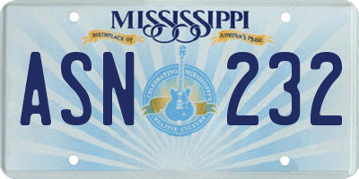 MS license plate ASN232
