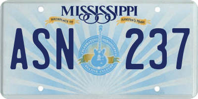 MS license plate ASN237