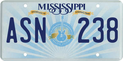 MS license plate ASN238