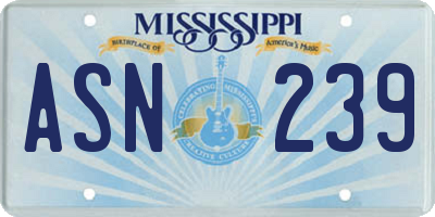 MS license plate ASN239