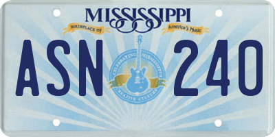 MS license plate ASN240