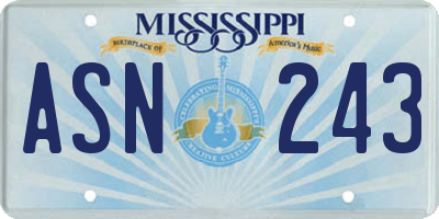 MS license plate ASN243