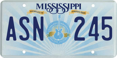MS license plate ASN245