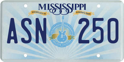 MS license plate ASN250