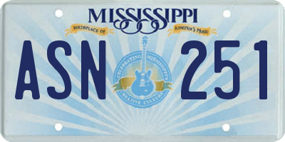 MS license plate ASN251