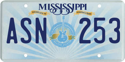 MS license plate ASN253