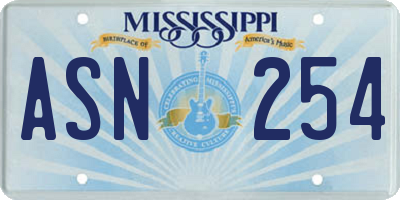 MS license plate ASN254