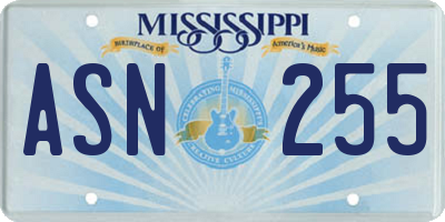 MS license plate ASN255