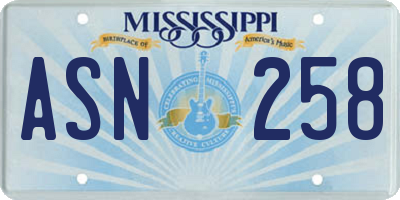 MS license plate ASN258
