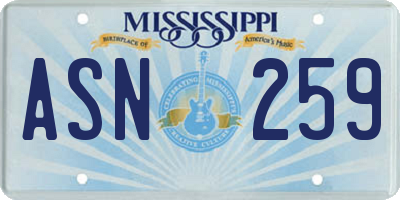 MS license plate ASN259