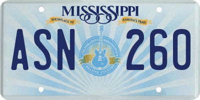 MS license plate ASN260
