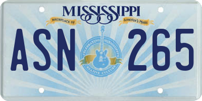 MS license plate ASN265