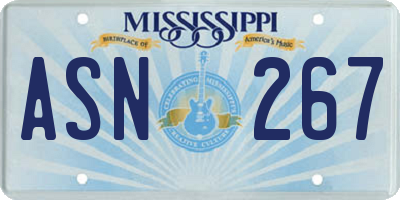 MS license plate ASN267