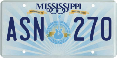 MS license plate ASN270