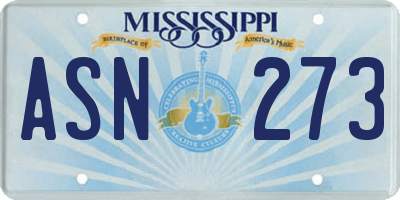 MS license plate ASN273