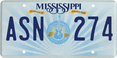 MS license plate ASN274