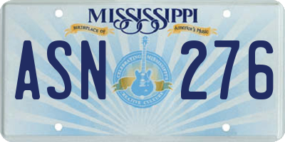 MS license plate ASN276