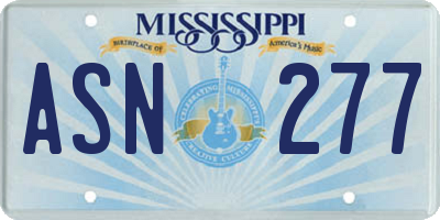 MS license plate ASN277